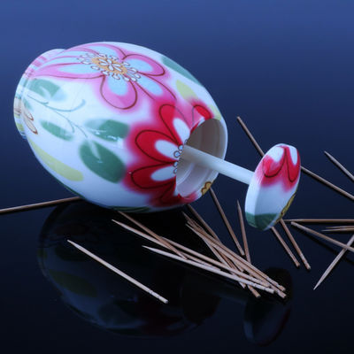 Automatic Pop Up Cotton Swabs Plastic Toothpick Holder With Flower Printing